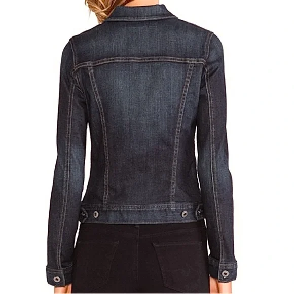 AG Adriano Goldschmied Denim Jacket Dark Blue Jean Crop Stretch Fitted Robyn XS - Picture 9 of 16
